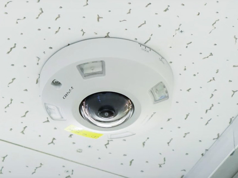 360-degree camera mounted on the ceiling of the manufacturing line.